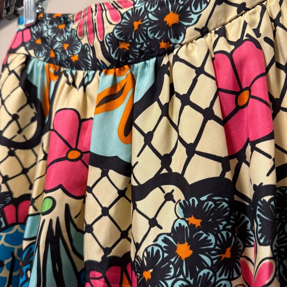 Edward Achour Paris 100% Silk Seahorse Skirt Pockets Made in France Size 36/2 - Picture 11 of 11